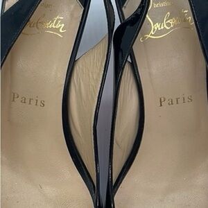Christian Louboutin Black Patent Leather Slingback Pumps